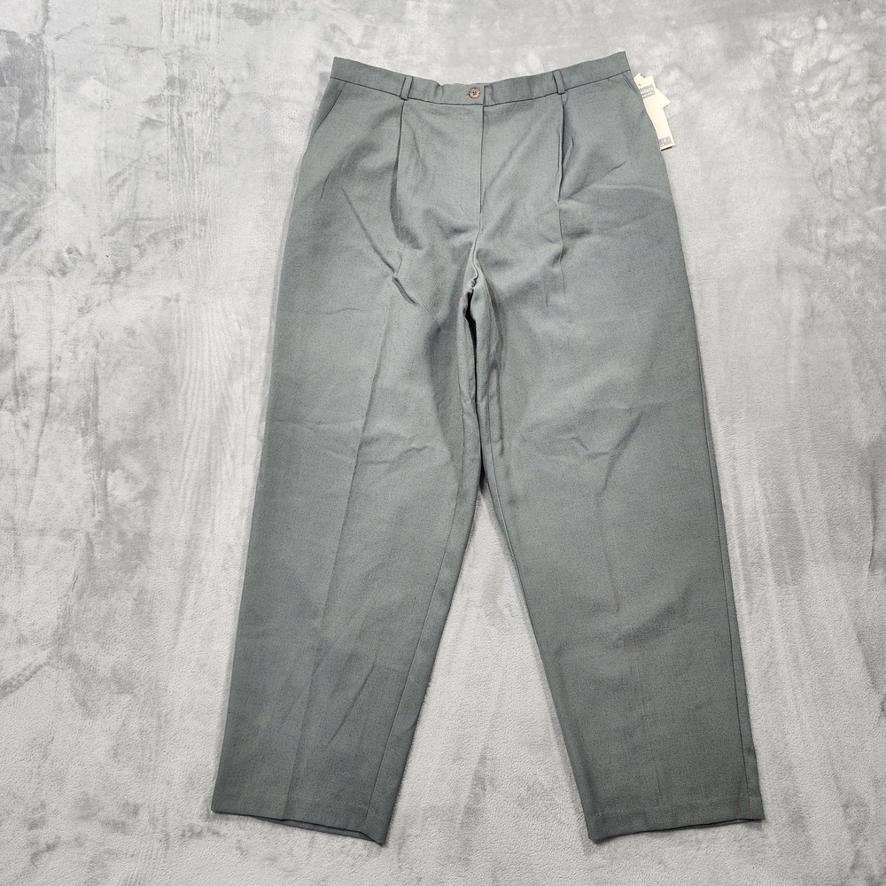 NEW Vintage Dressbarn Pants Womens 18W Gray Twill Pleated Tapered Stretch Office